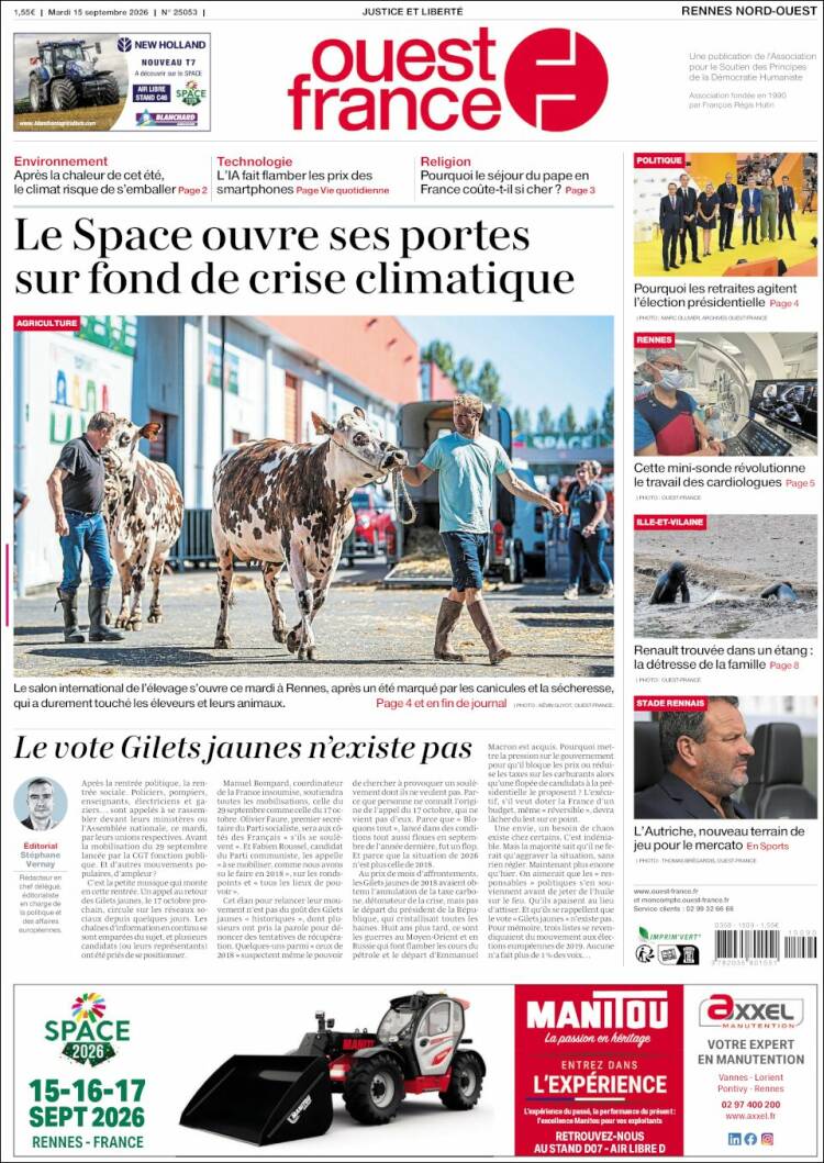Portada de Ouest France (France)