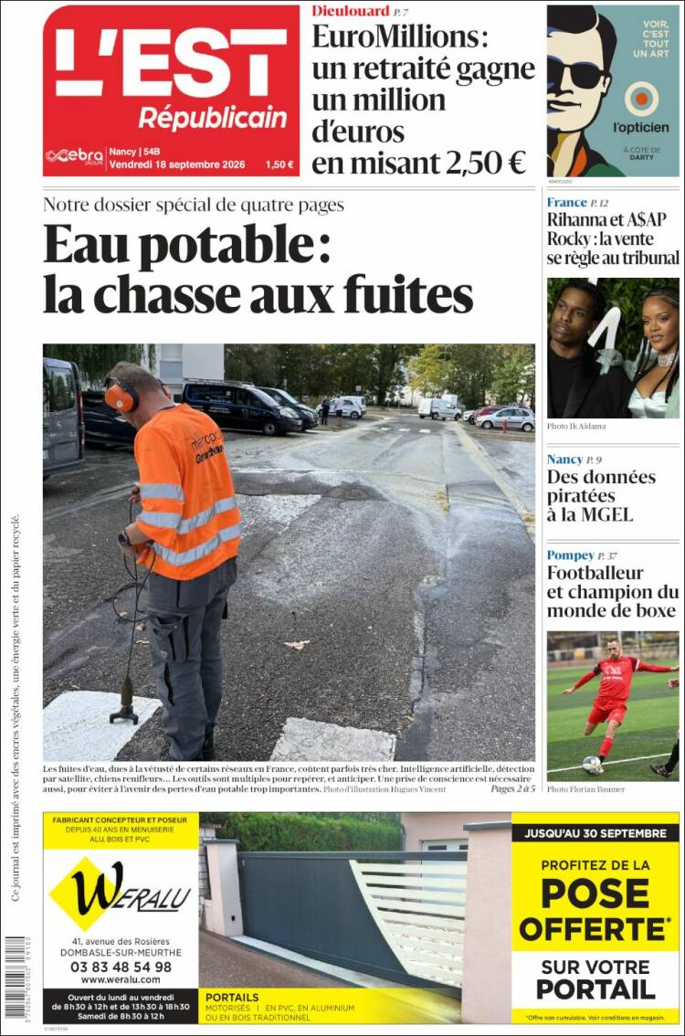 Portada de L'Est Republicain (France)