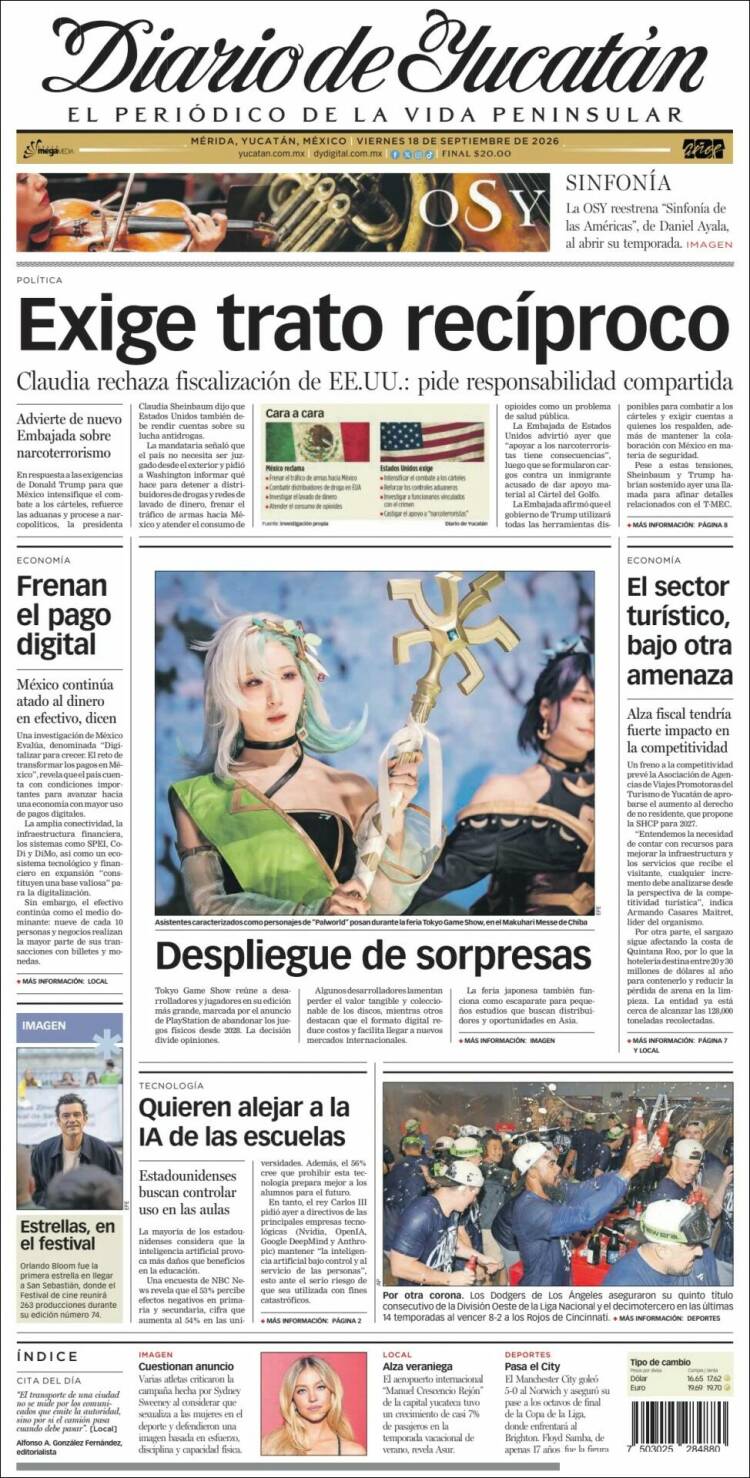 Portada de Diario de Yucatán (Mexico)