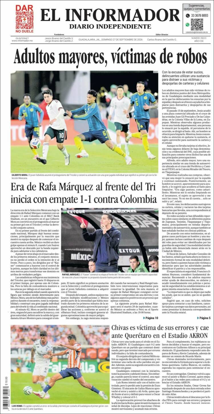 Portada de El Informador (México)