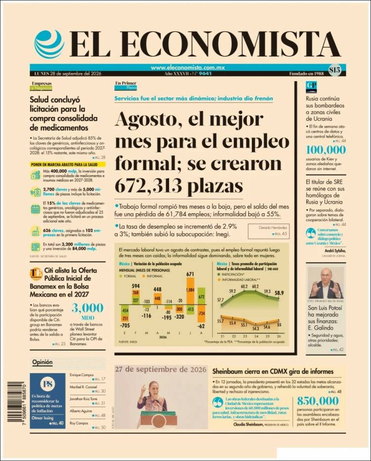 Portada de El Economista (México)