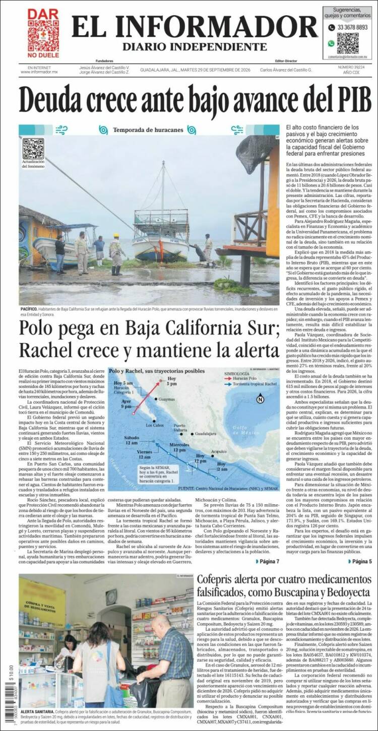 Portada de El Informador (México)