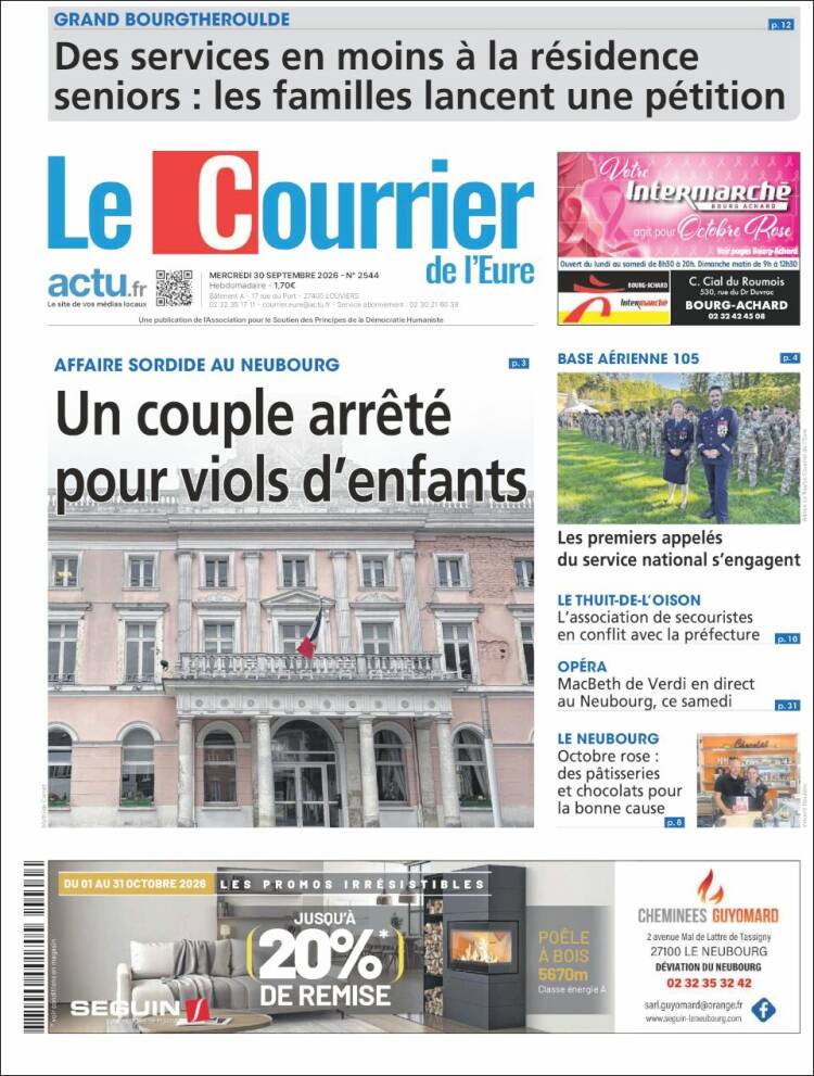 Portada de Le Courrier de l'Ouest (France)