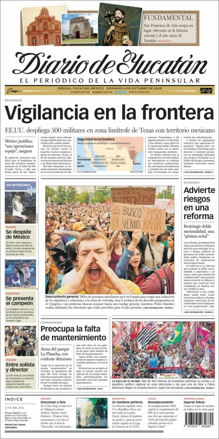 Portada de Diario de Yucatán (México)