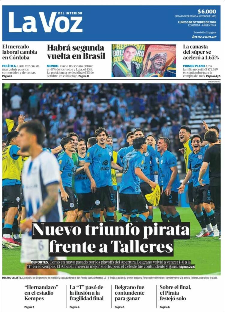 Portada de La Voz del Interior (Argentina)