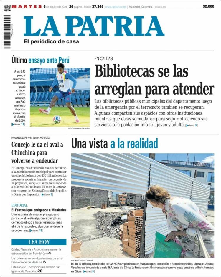 Portada de La Patria (Colombia)