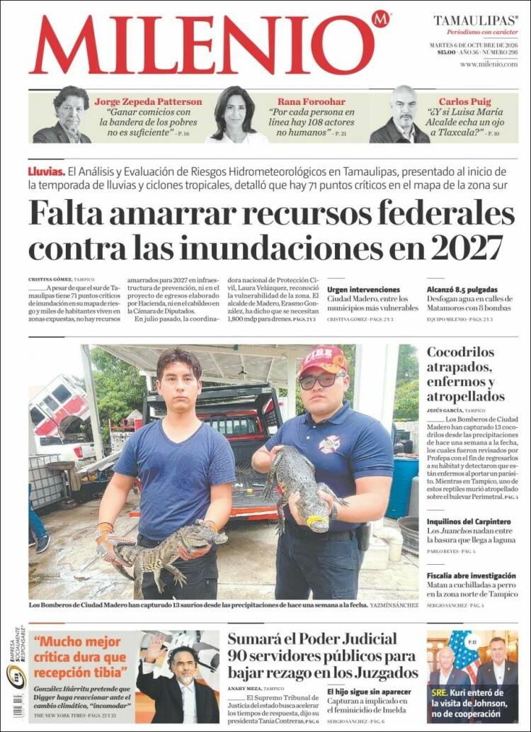 Portada de Milenio - Tamaulipas (México)