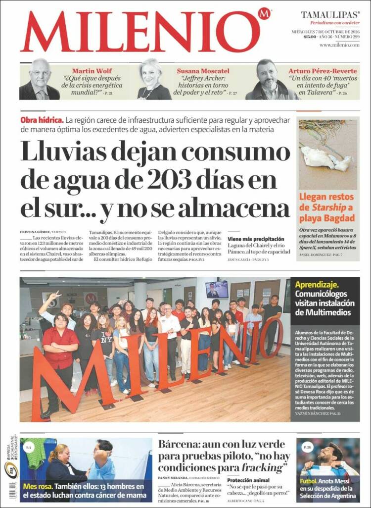 Portada de Milenio - Tamaulipas (México)