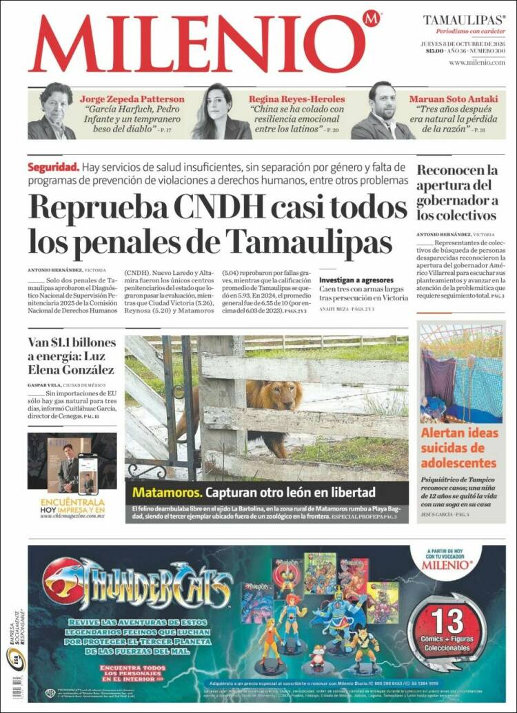 Portada de Milenio - Tamaulipas (México)