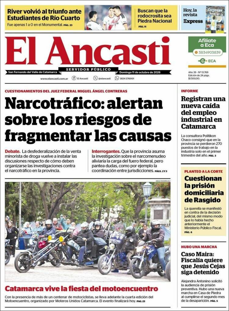 Portada de El Ancasti (Argentina)