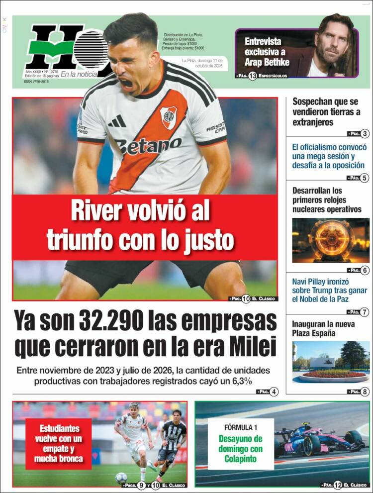 Portada de Diario Hoy (Argentina)