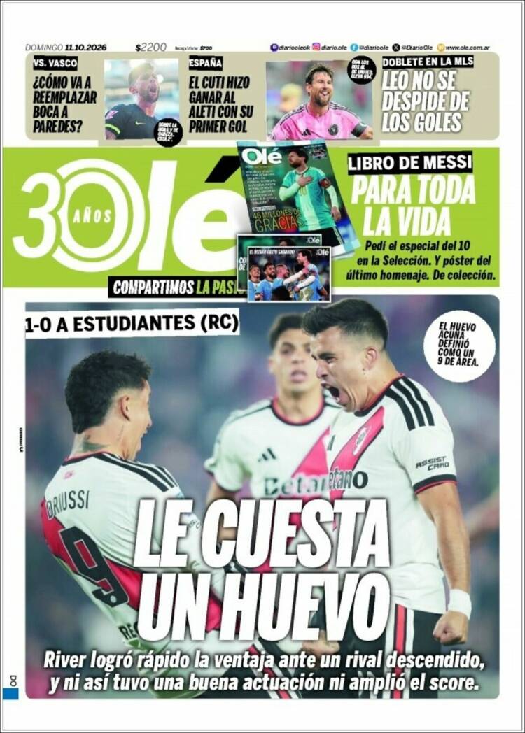 Portada de Olé (Argentina)