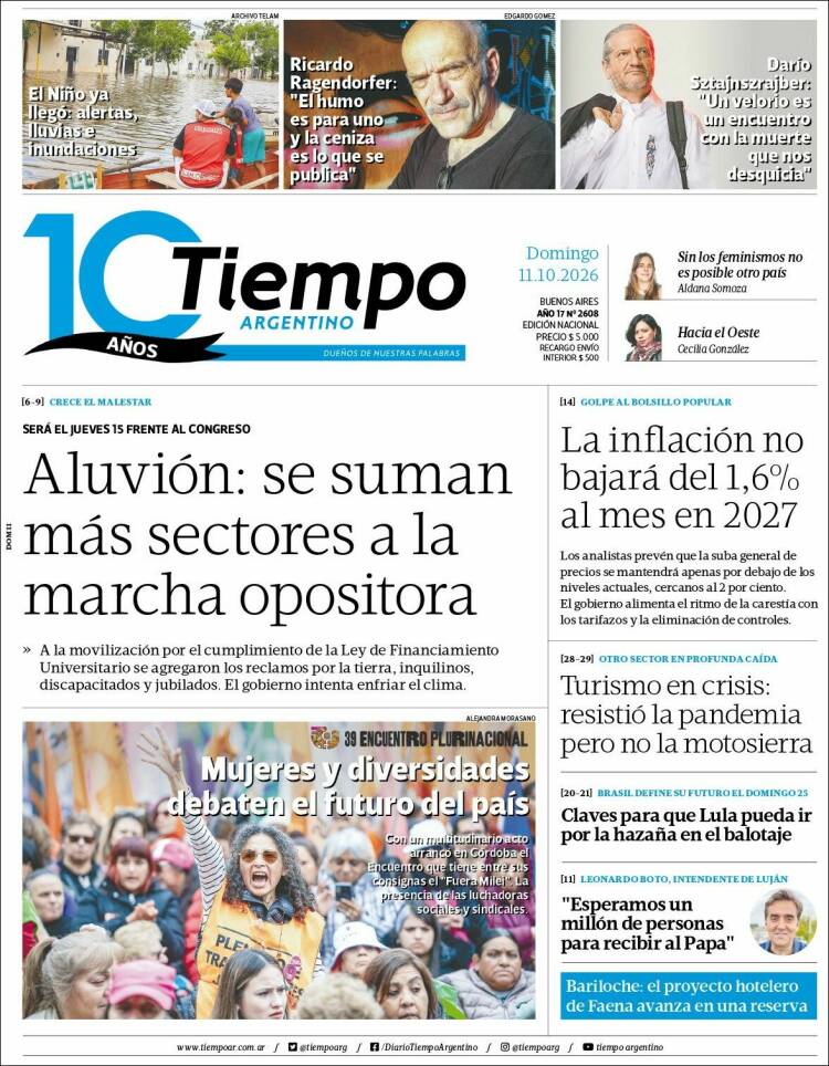 Portada de Tiempo Argentino (Argentina)