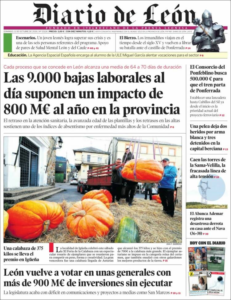 Portada de Diario de León (España)