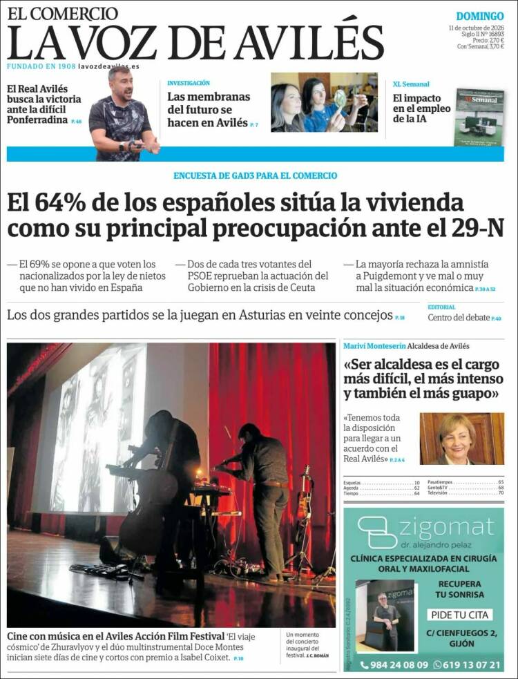 Portada de El Comercio - Avilés (España)
