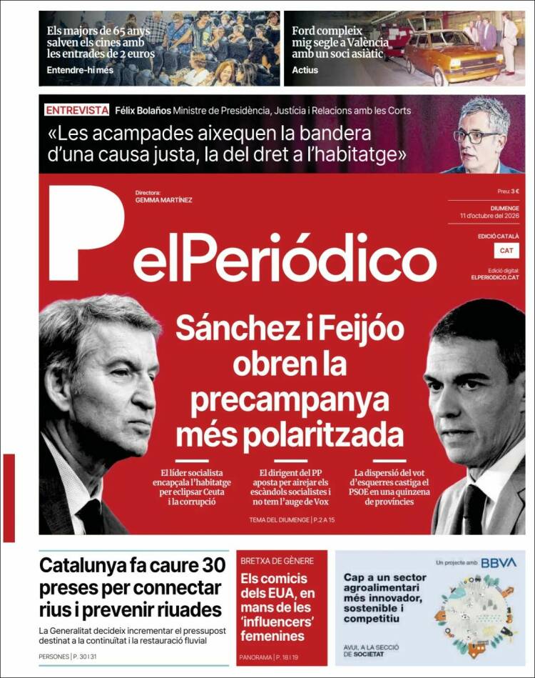 Portada de El Periódico de Catalunya (España)