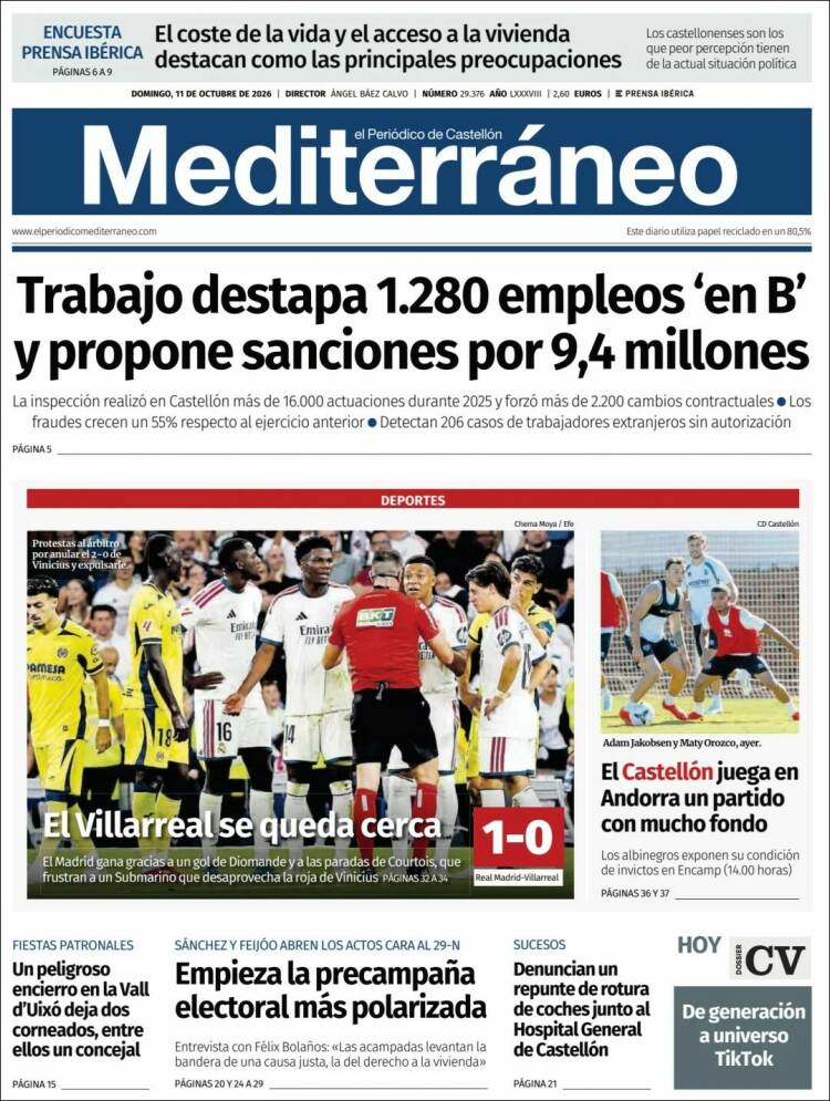 Portada de El Periódico Mediterraneo (España)