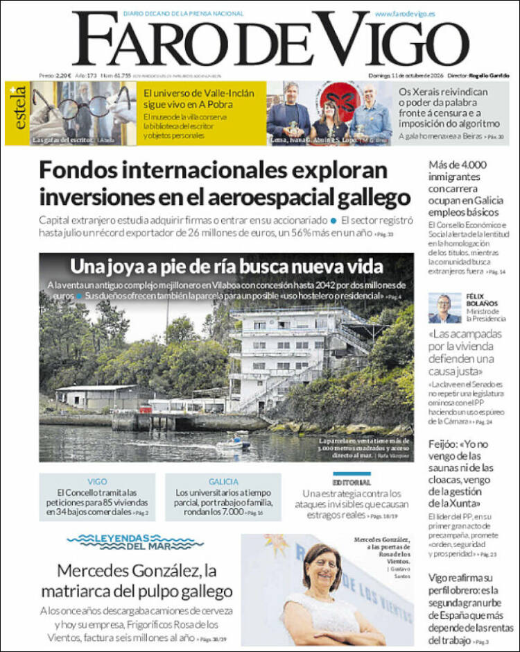 Portada de Faro de Vigo (España)
