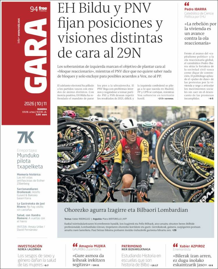 Portada de Gara (España)