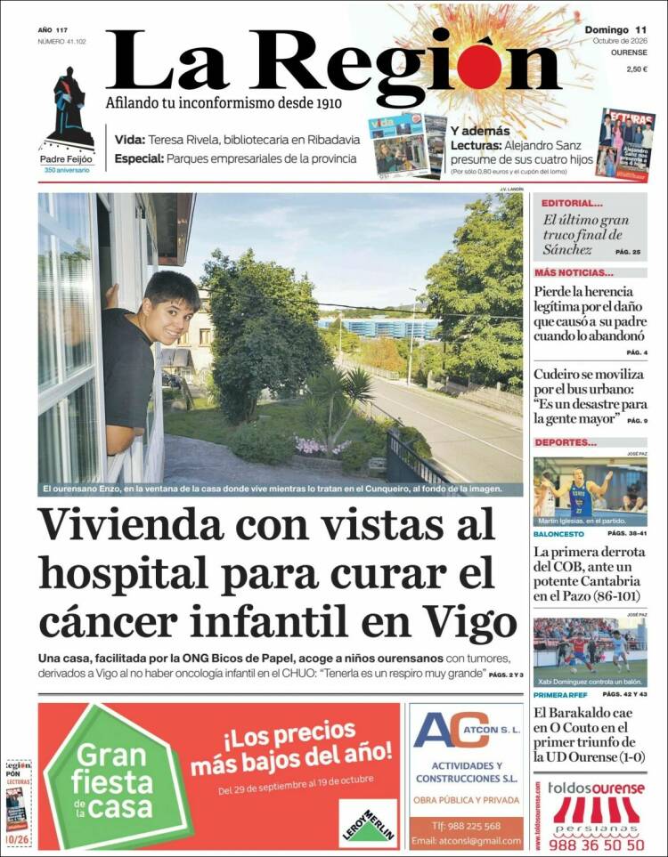 Portada de La Región de Ourense (España)