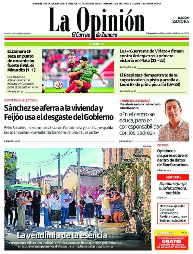 Portada de La Opinión - El Correo de Zamora (España)