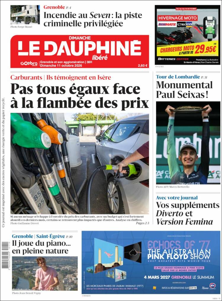 Portada de Le Dauphiné Libéré (Francia)