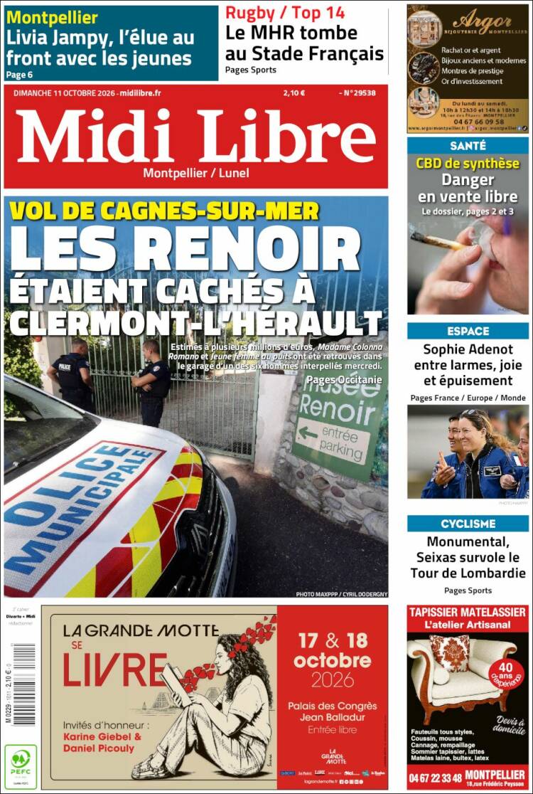 Portada de Midi Libre (Francia)