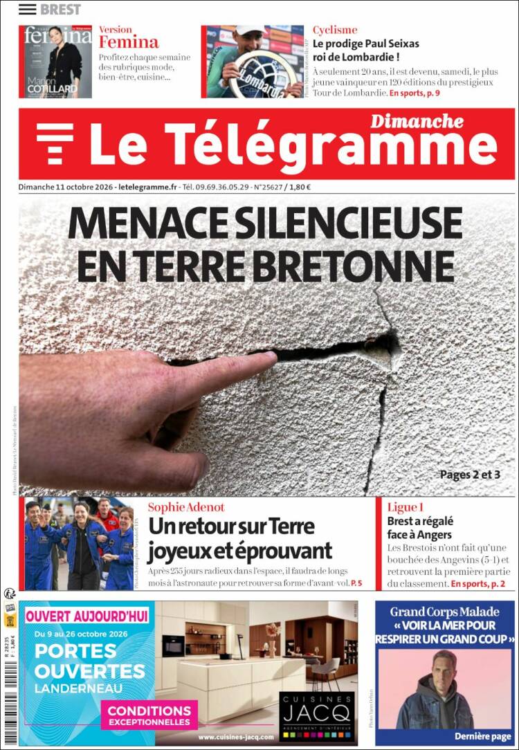 Portada de Télégramme (Francia)