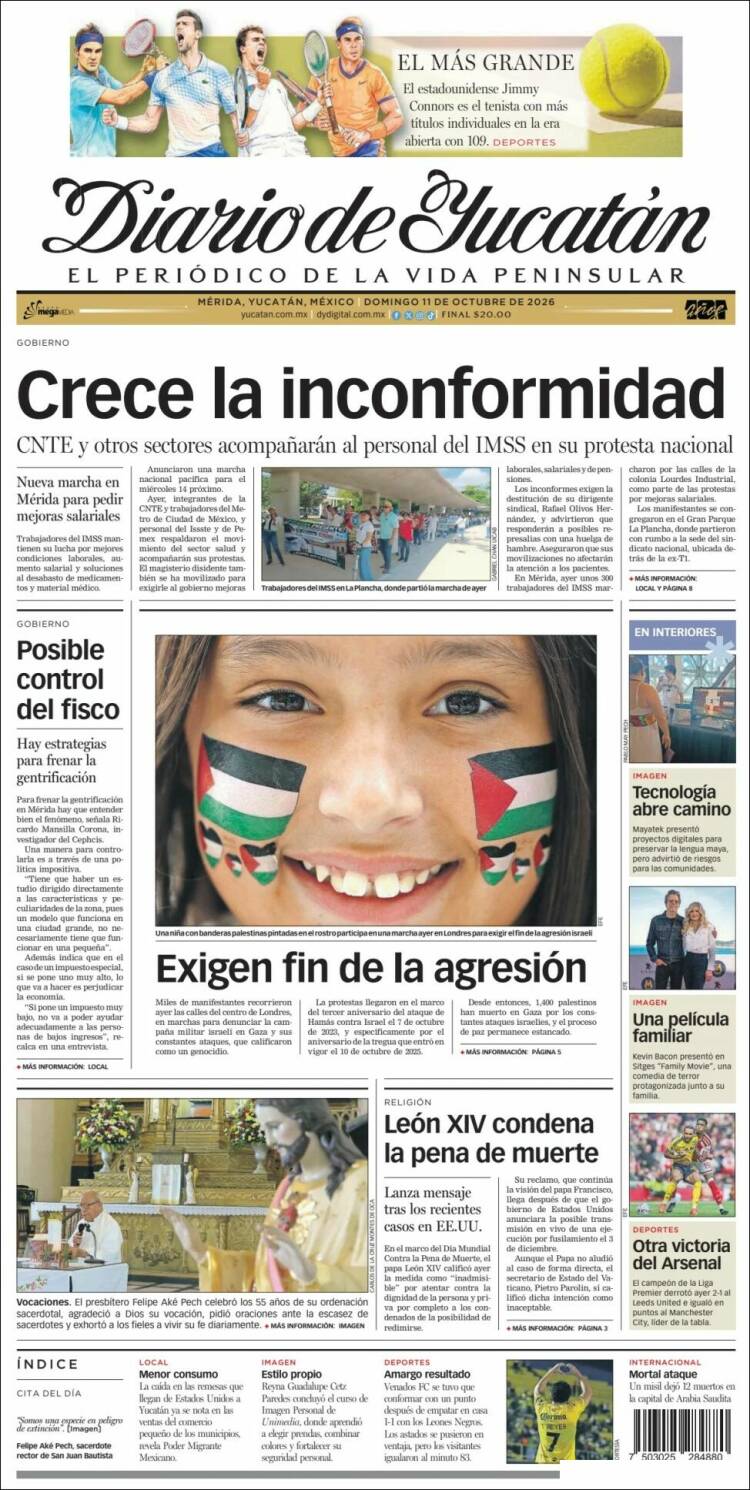 Portada de Diario de Yucatán (México)