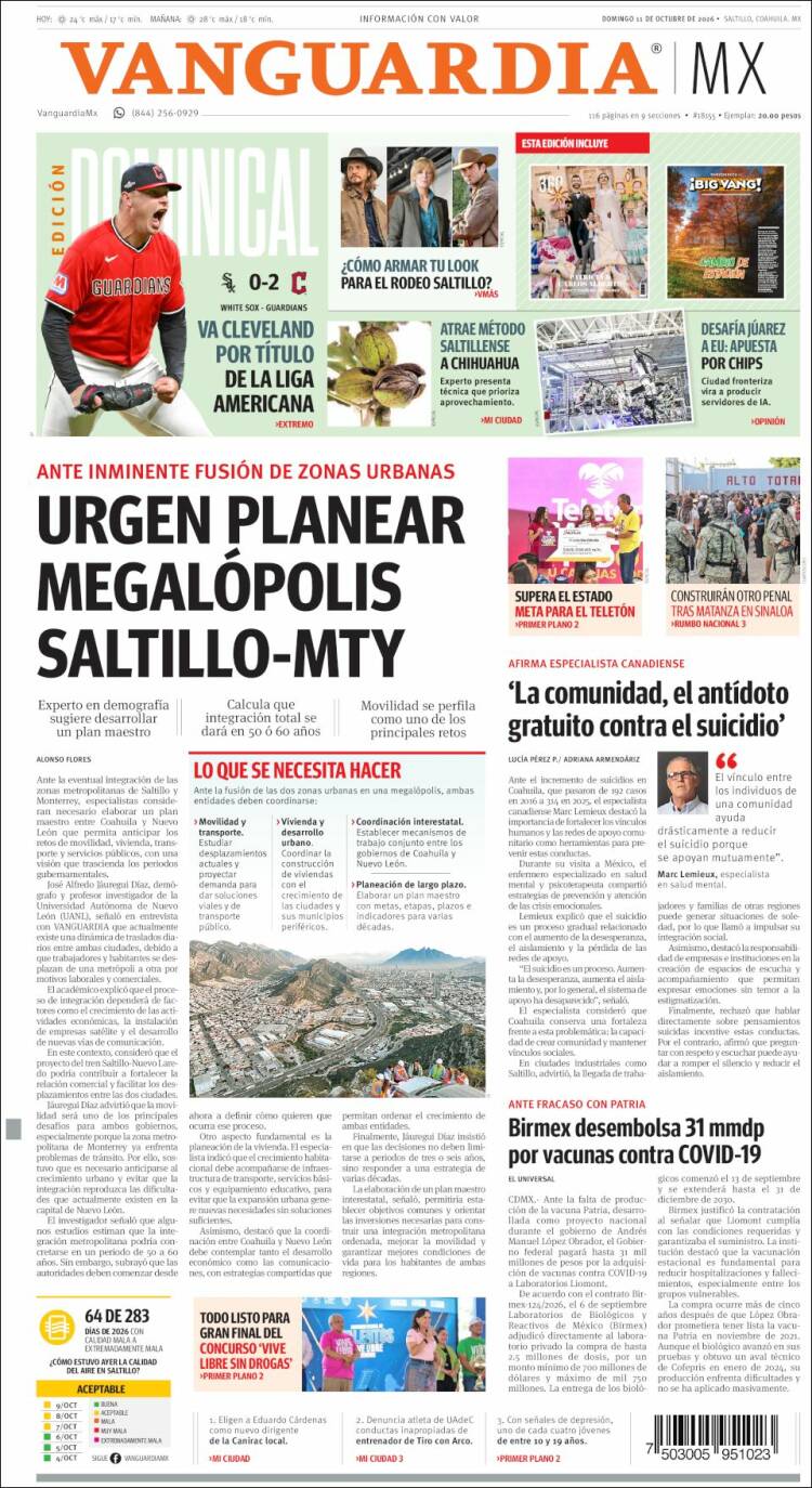 Portada de Vanguardia (México)