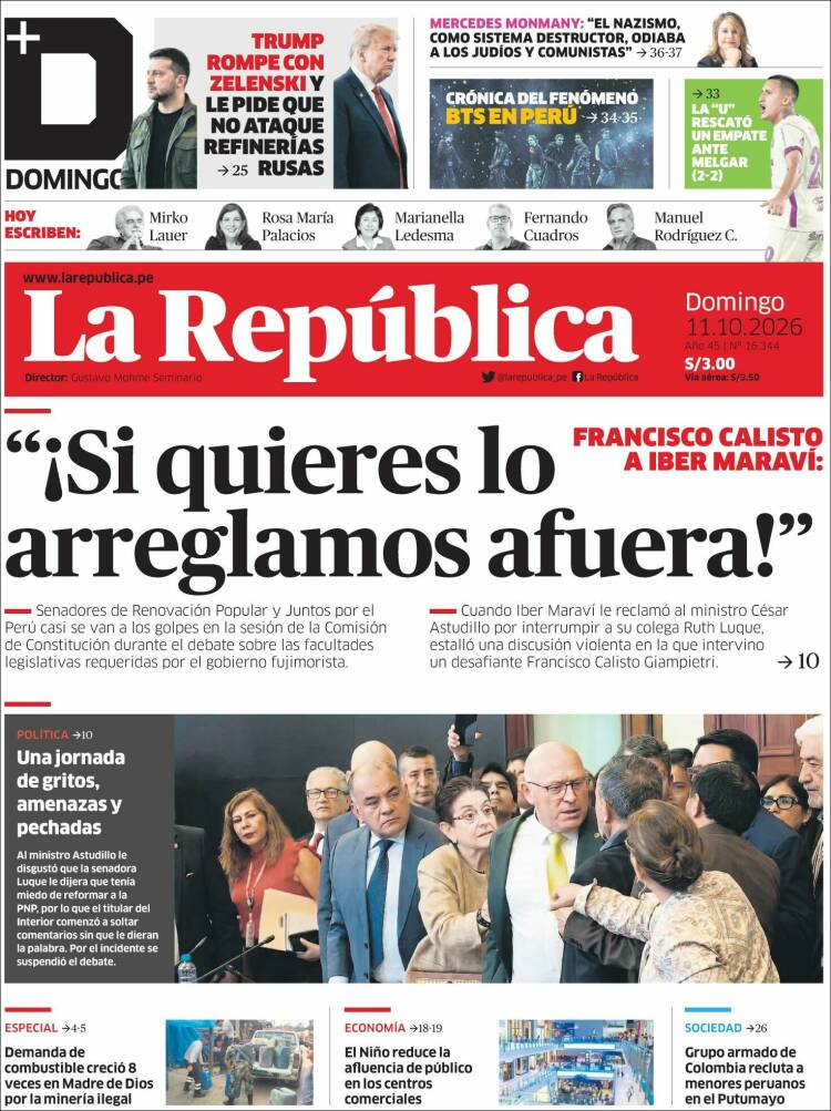 Portada de La Republica (Perú)