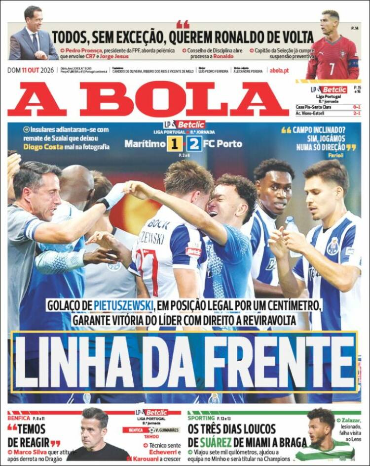 Portada de A Bola (Portugal)