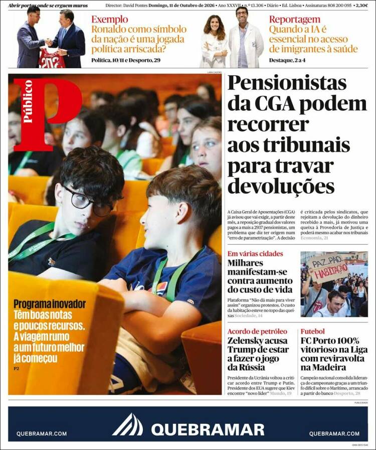 Portada de Público (Portugal)