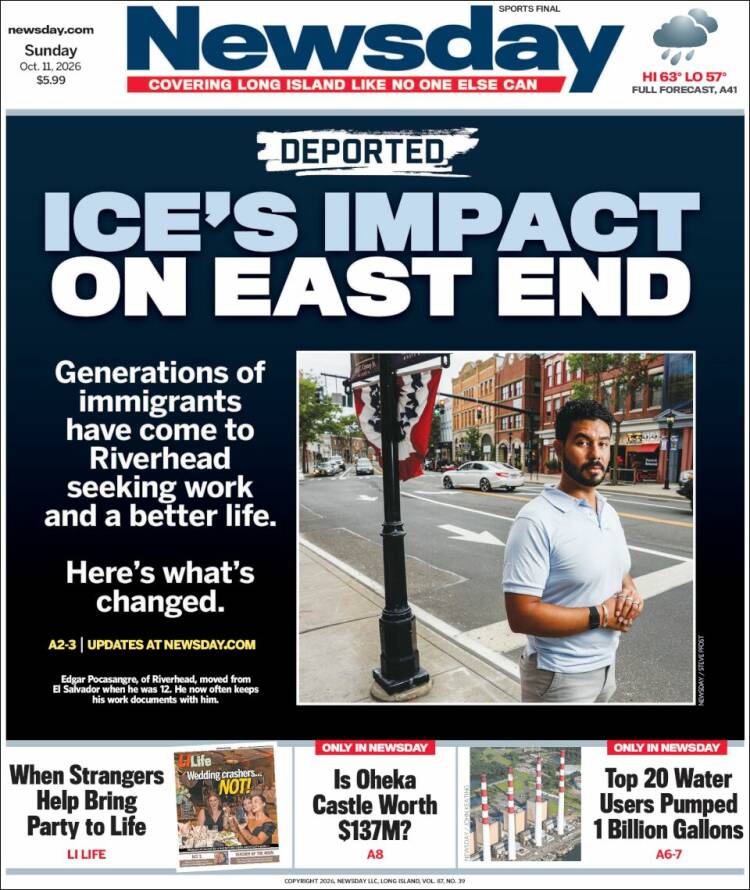 Portada de Newsday (USA)
