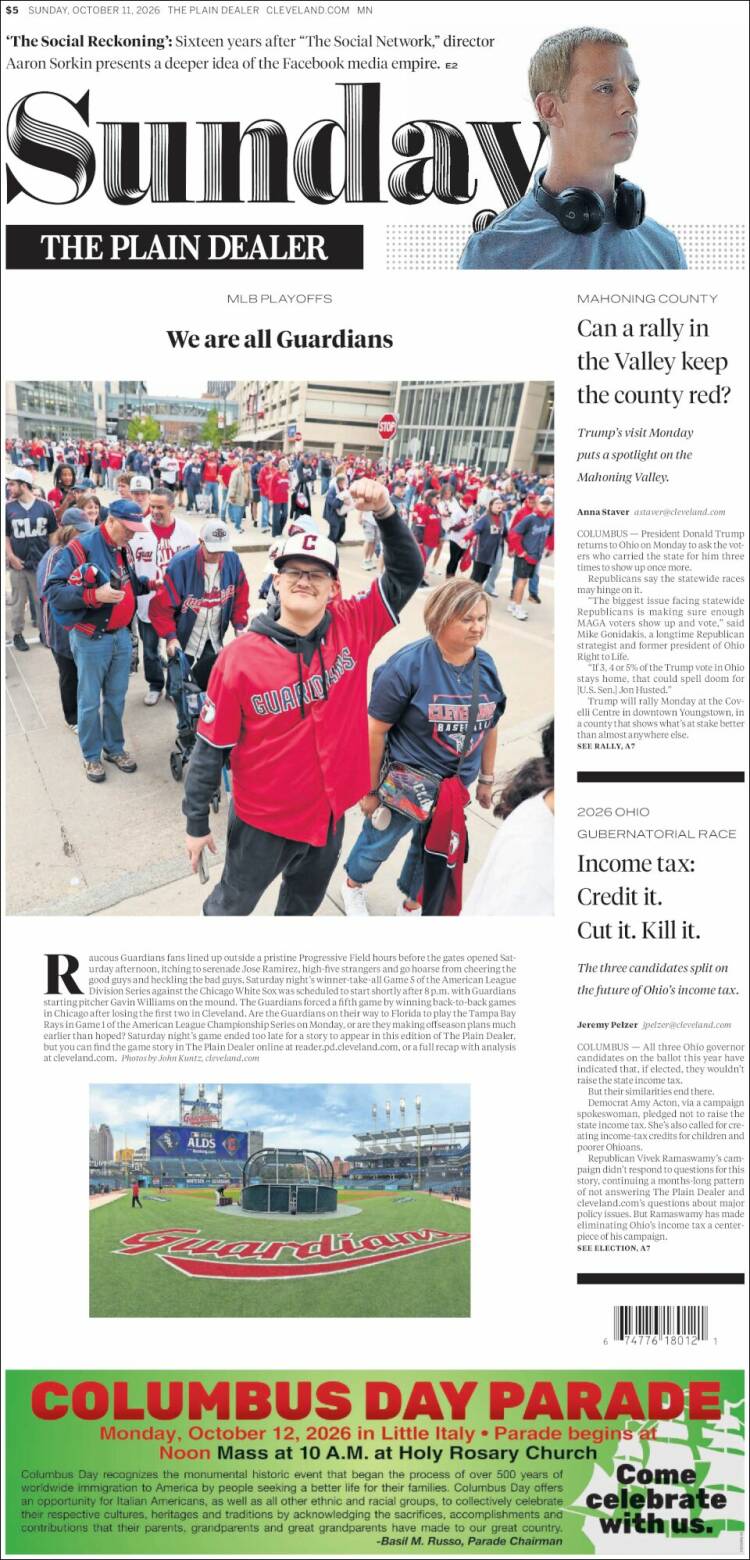 Portada de The Plain Dealer (USA)