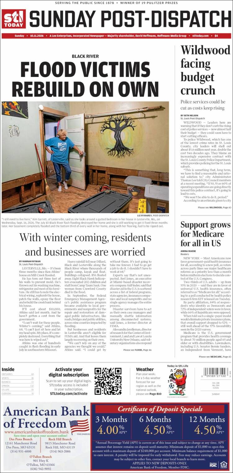 Portada de St. Louis Post-Dispatch (USA)