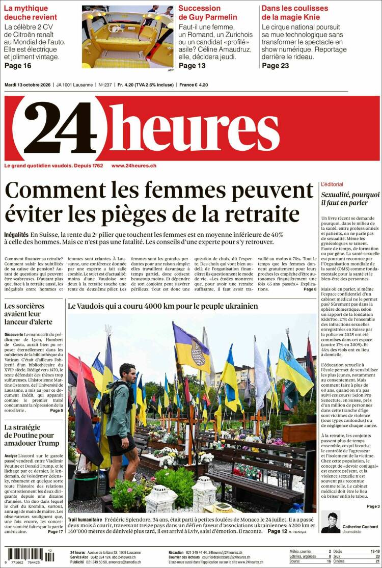 Portada de 24 Heures (Switzerland)