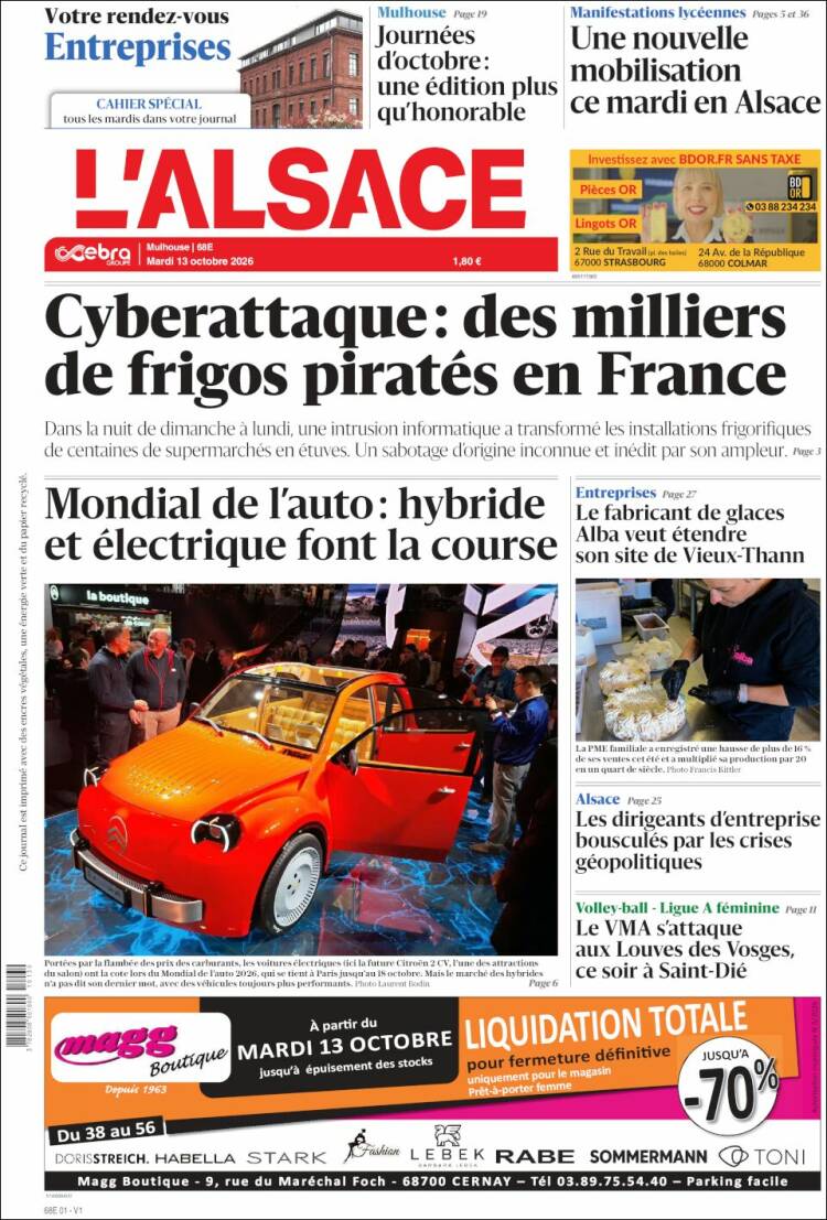 Portada de Journal L'Alsace (France)
