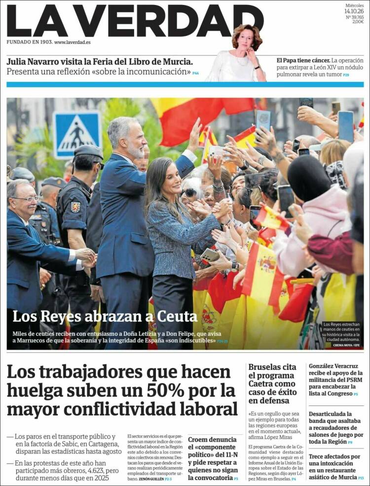Portada de La Verdad de Murcia (España)