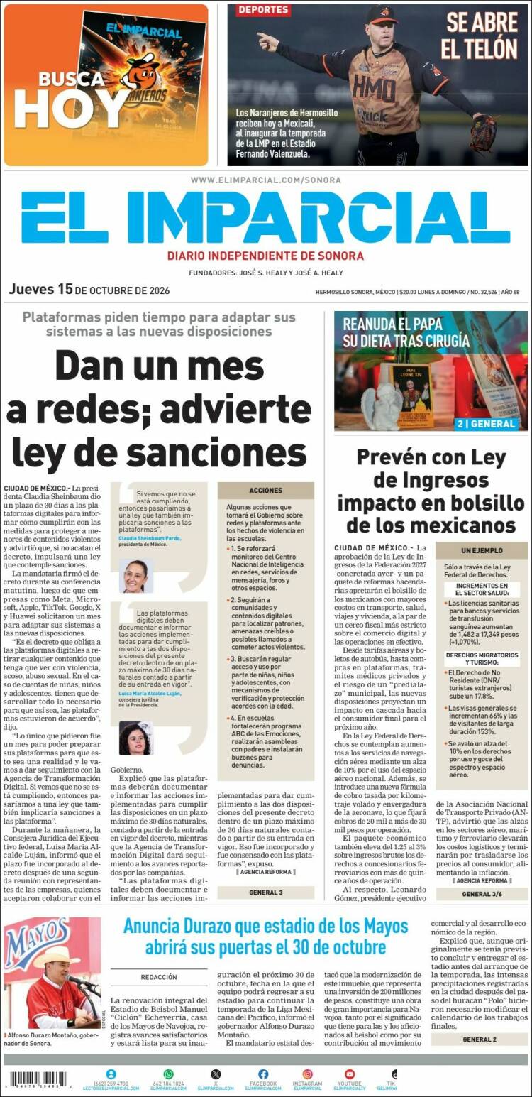 Portada de El Imparcial (Mexico)