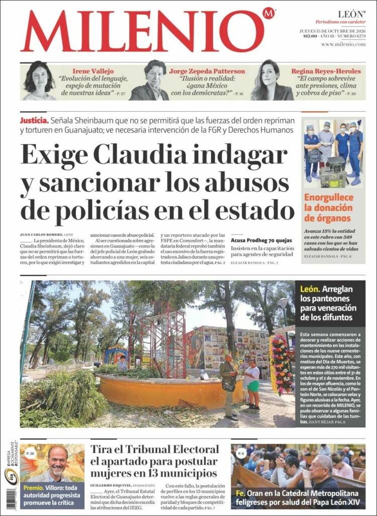 Portada de Milenio de León (México)