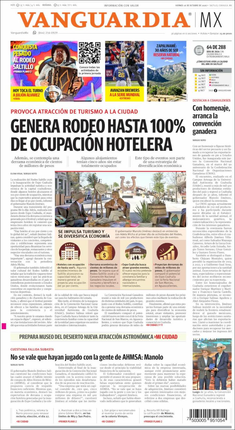 Portada de Vanguardia (Mexico)