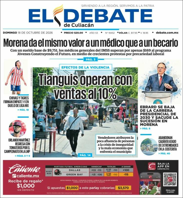 Portada de El Debate de Culiacán (México)