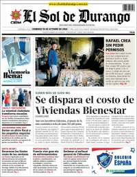 Portada de El Sol de Durango (México)