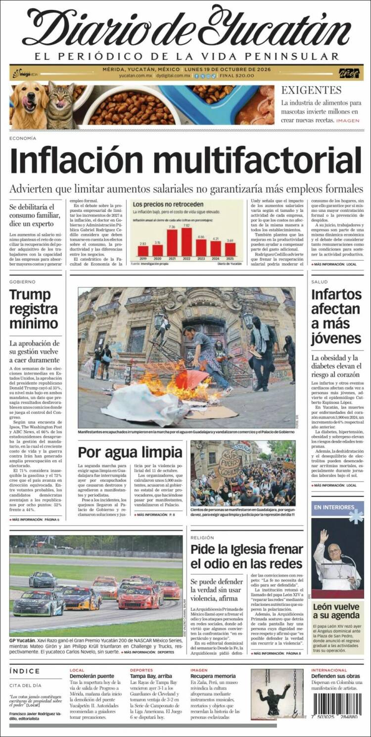 Portada de Diario de Yucatán (México)