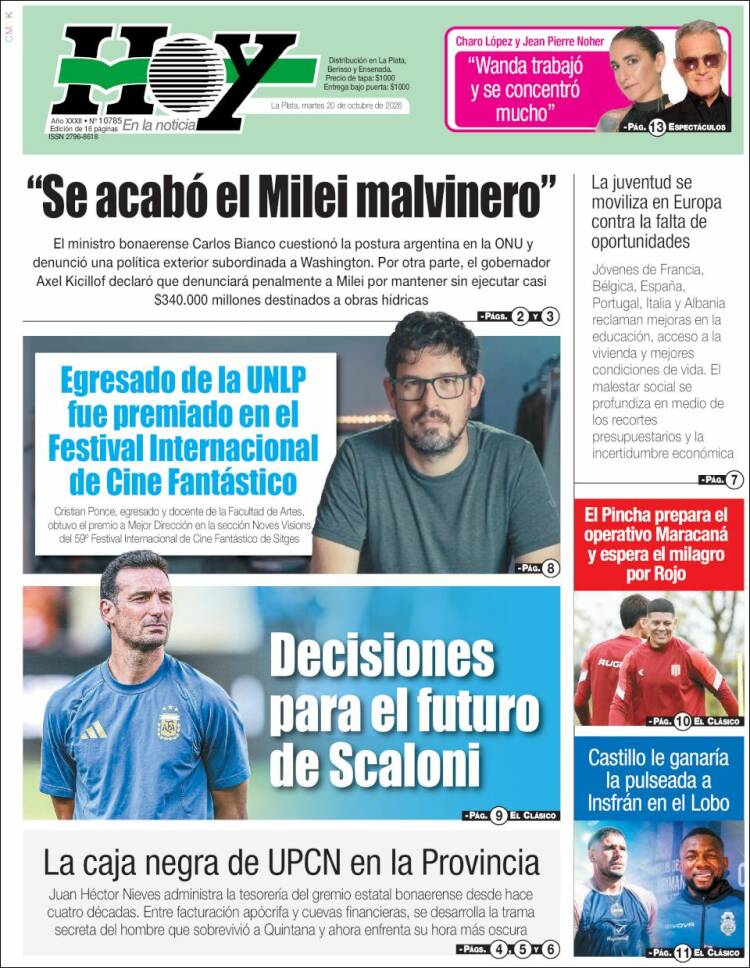 Portada de Diario Hoy (Argentina)