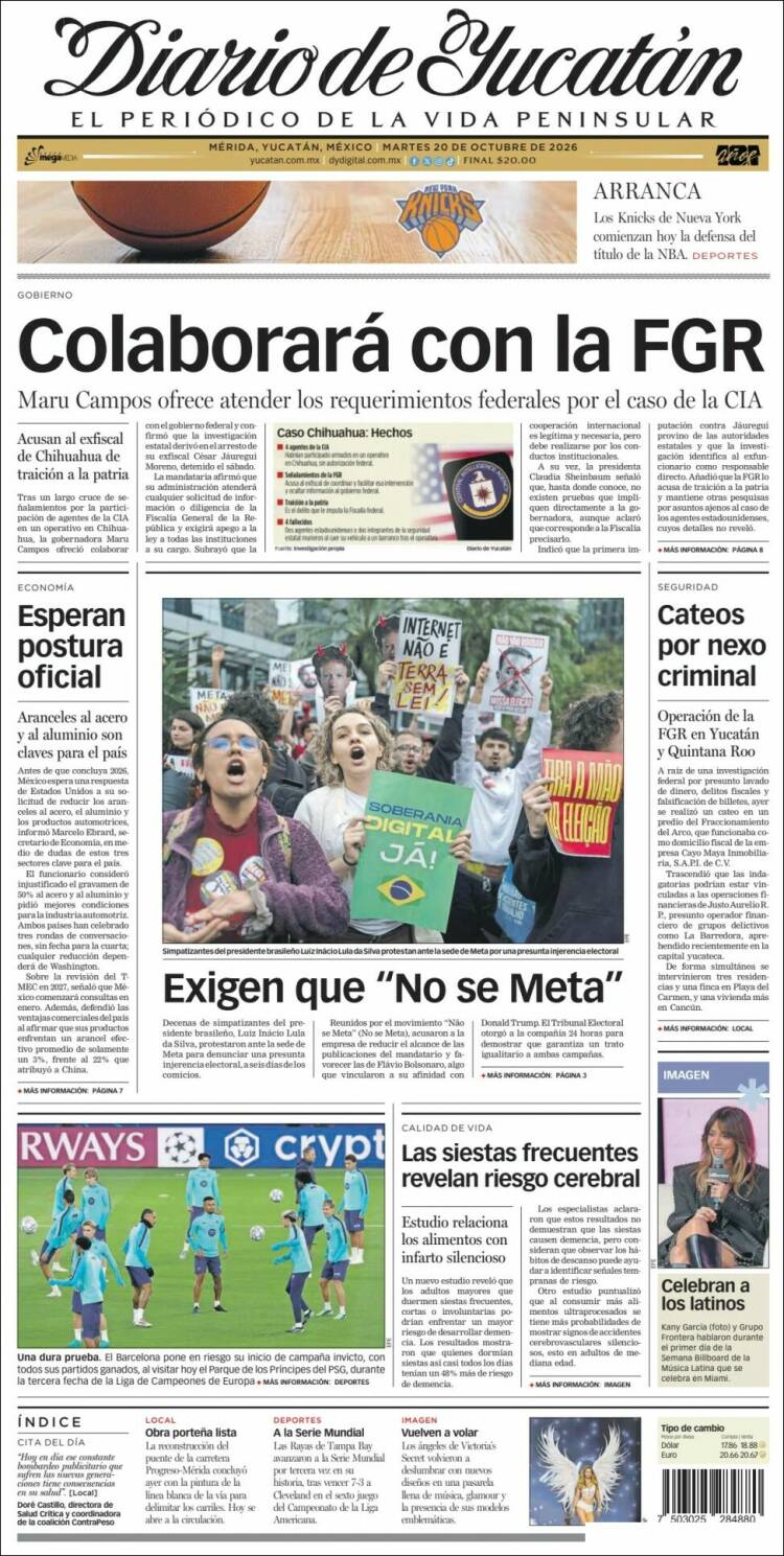 Portada de Diario de Yucatán (México)