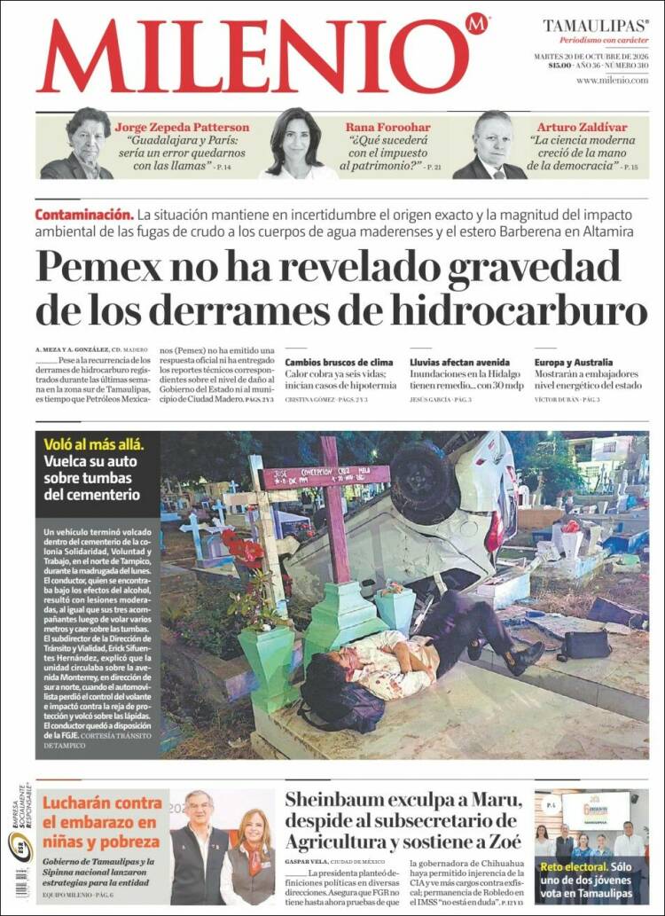 Portada de Milenio - Tamaulipas (México)