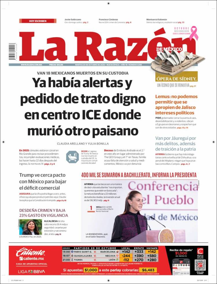 Portada de La Razón (México)