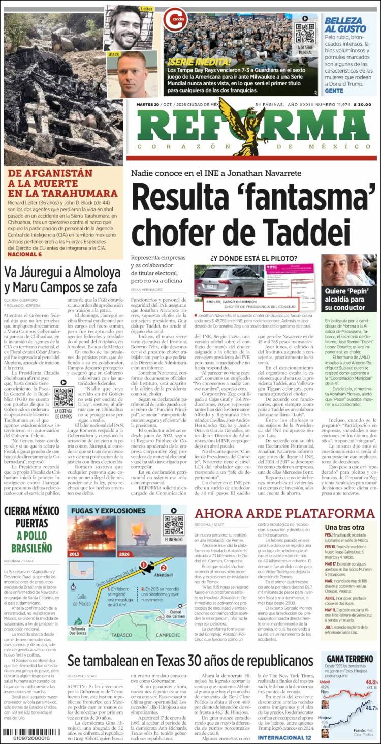 Portada de Reforma (México)